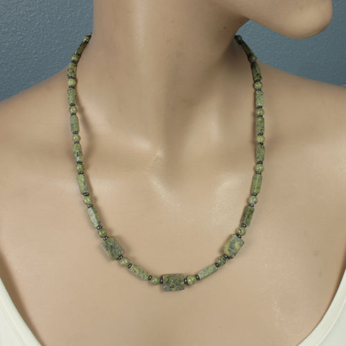 Serpentine and Hematite Necklace