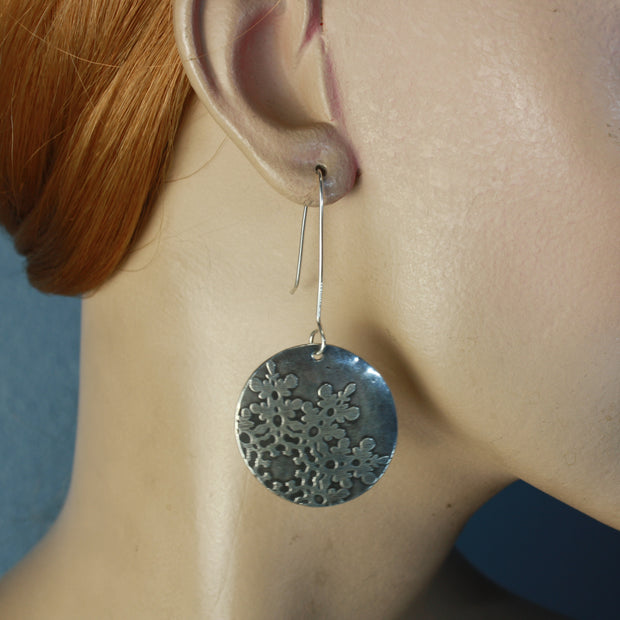 FS Domed Disc Lacy Earrings Long