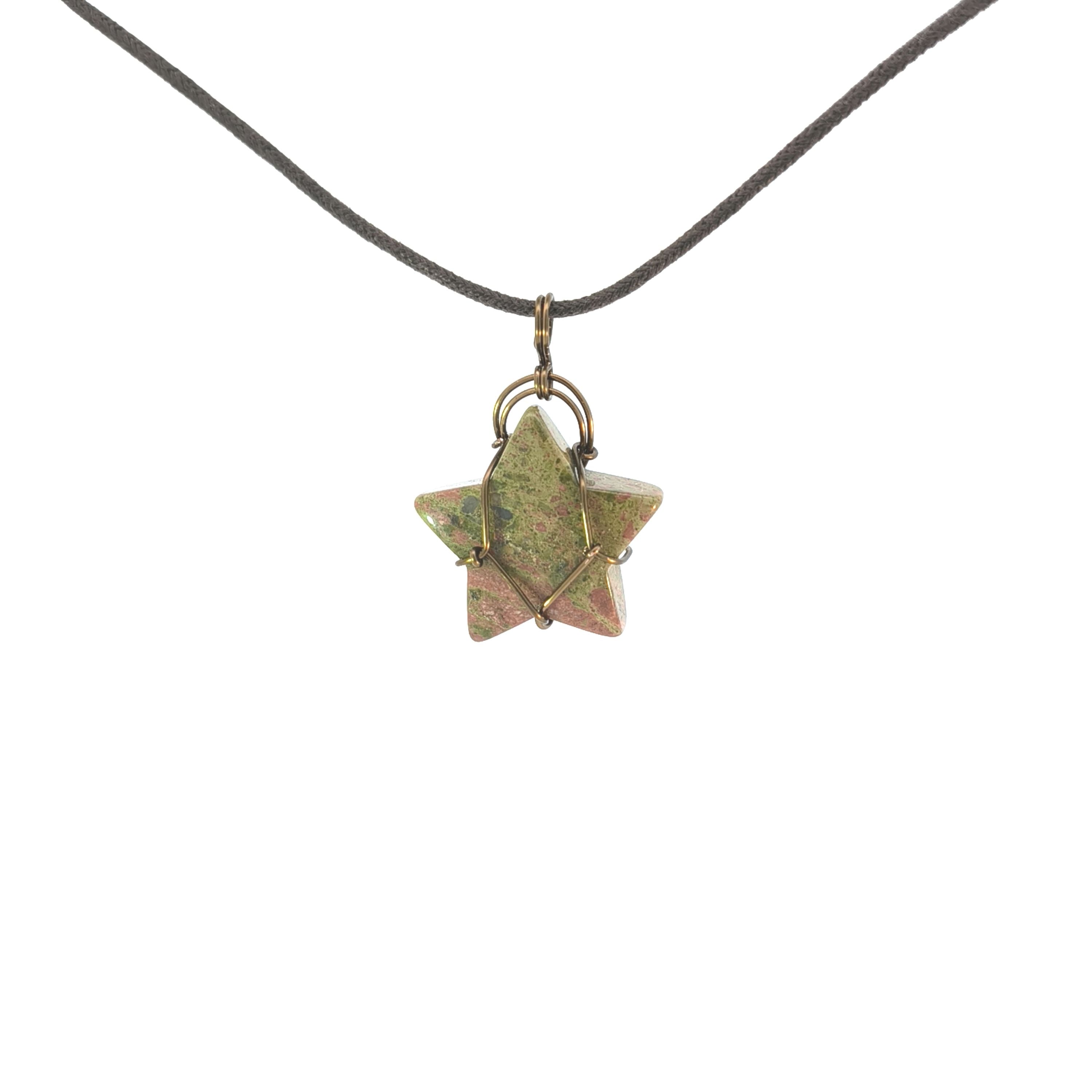 Unakite Star Reversable Wirework Pendant 2