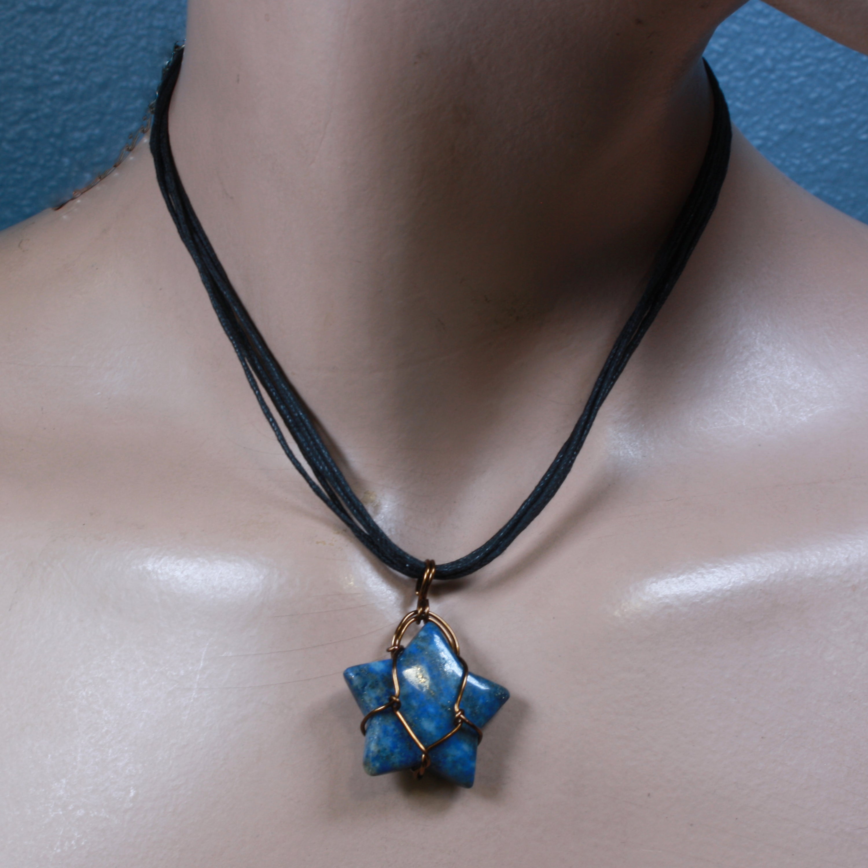 Lapis Lazuli Star Reversable Wirework Pendant