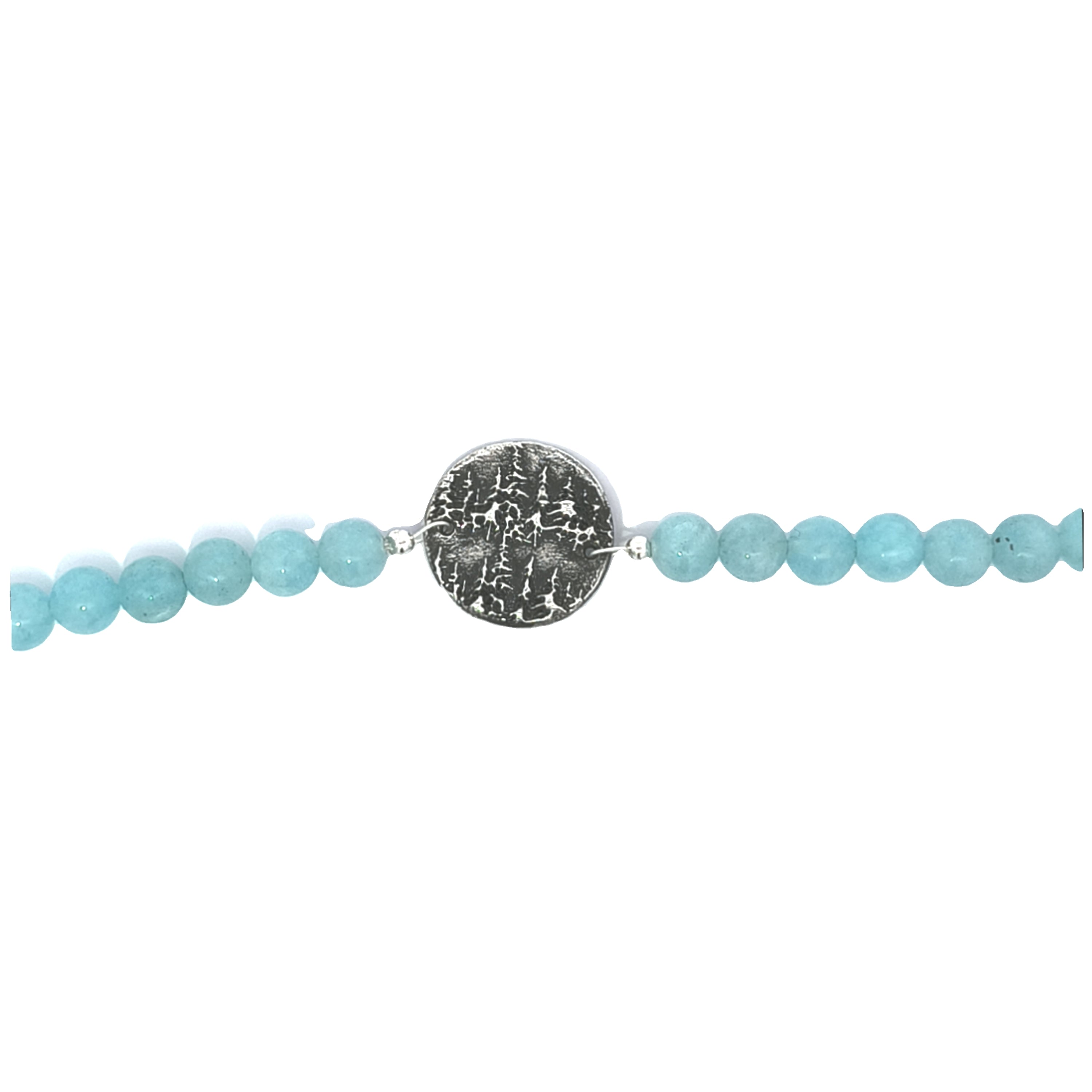 Aquamarine Bracelet With Silver Tree Medallion  (7.5 inches)
