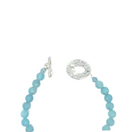 Aquamarine Bracelet With Silver Tree Medallion  (7.5 inches)