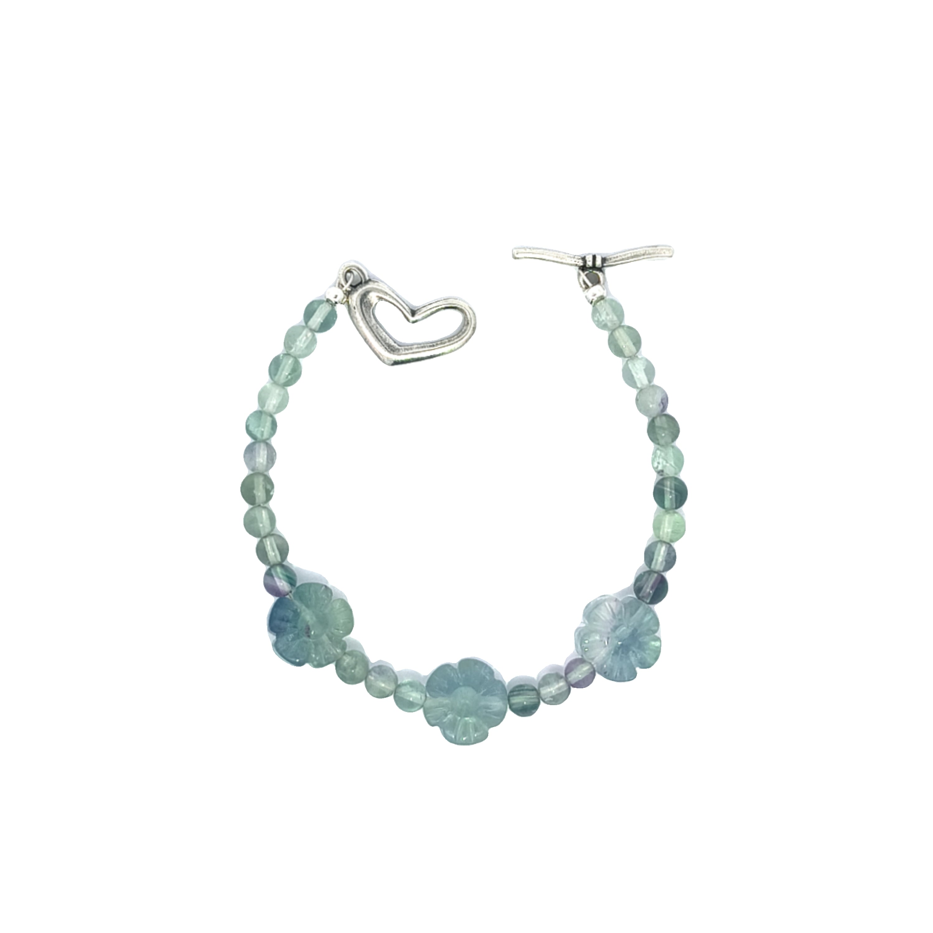 Three Blue Fluorite Flower Bracelet (6.75 inches)
